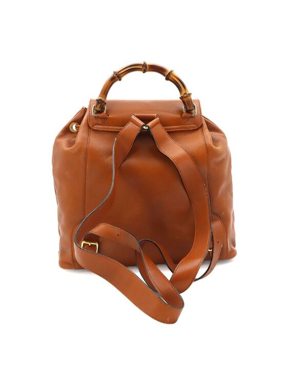 Gucci Bamboo Backpack Leather Brown Gold main image 9
